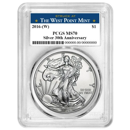 2016 (W) $1 American Silver Eagle PCGS MS70 West Point Label
