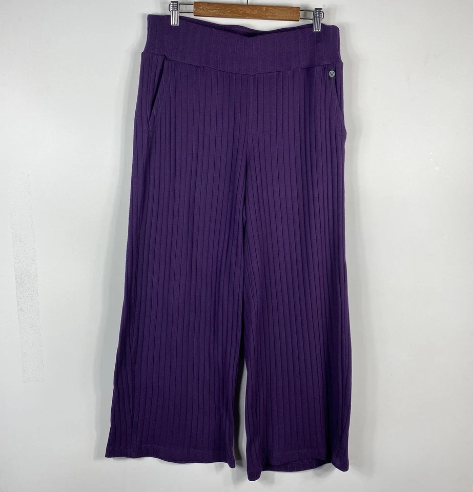 Pantalones deportivos Livi Lane Bryant talla 14 16 acanalados Hacci pierna ancha púrpura Foto 3 de 4