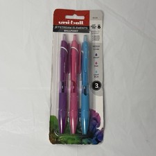 Uni-ball 90195 Jetstream Ballpoint Ink Pens 1.0mm Violet Pink Light Blue 3 Pk