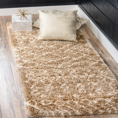Unique Loom Rabat Shag Collection Area Rug - Geometric 2 7 X 6 1 Runner Taupe/