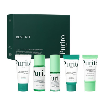PURITO SEOUL Best Kit - Skincare Routine with Panthenol Cleanser & Cream, Unscen