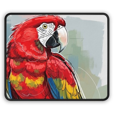 Cute Red Parrot Sketch Gaming Mouse Pad