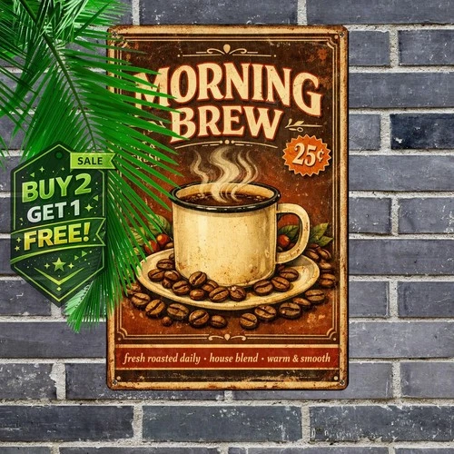 Vintage Coffee Tin Metal Sign Cafe Wall Decor Retro Iron Painting Poster