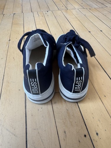 Vintage 90s Esprit Womens 6 Spell Out Canvas Platform Sneakers Navy Blue Unworn - Picture 2 of 7