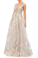 Mac Duggal 20131 Floral Embroidered Illusion V Neck Gown SZ 8 Floral Multi 598