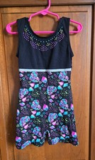 Jacques Moret Girls Gymnastics Biketard Leotard Size 6/7 Hearts  Diamonds