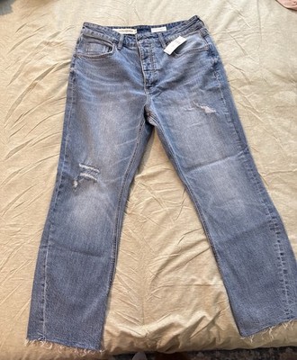 NWT Pilcro by Anthropologie Distressed Straight Denim Blue Medium Wash size 30