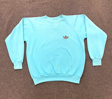 Vintage 80s Adidas Men's Blue Crewneck Pullover Sweatshirt Embroidered Logo