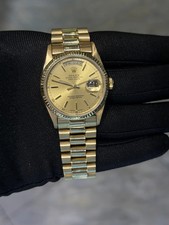 Rolex Day Date 36 Champagne Stick Dial on President 18238 with Box