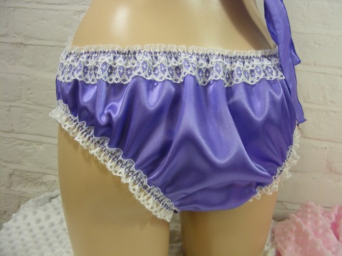 sissy purple satin bra panties set underwear mens lingerie knickers OR WOMEN - Picture 4 of 7