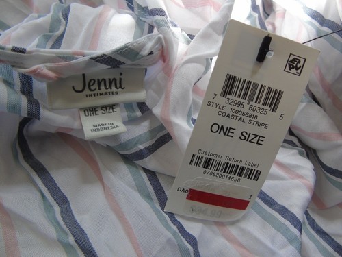 Accappatoio Jenni Kimono Taglia Unica Leggero Aperto Frontale Rigato NUOVO - Foto 6 di 7