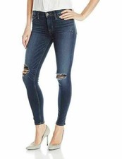 Hudson Women's Nico Midrise Ankle W Distress Super Skinny Jeans Size 31