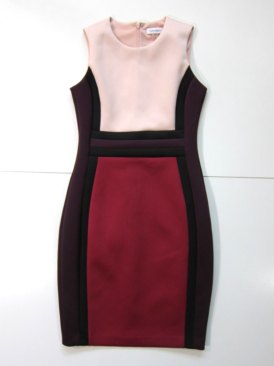 Sheath Dress Calvin Klein Pink And Black Dress Calvin Klein Seamed
