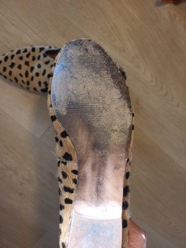EUC MADEWELL TEDDY LOAFER US 9 1/2 CALF HAIR FUR LEOPARD FLATS HEEL LOAFER - Picture 2 of 5