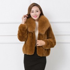 New Fur Coat Rex Rabbit Fur Coat Womens Winter Short Short Fox Fur Collar Coats