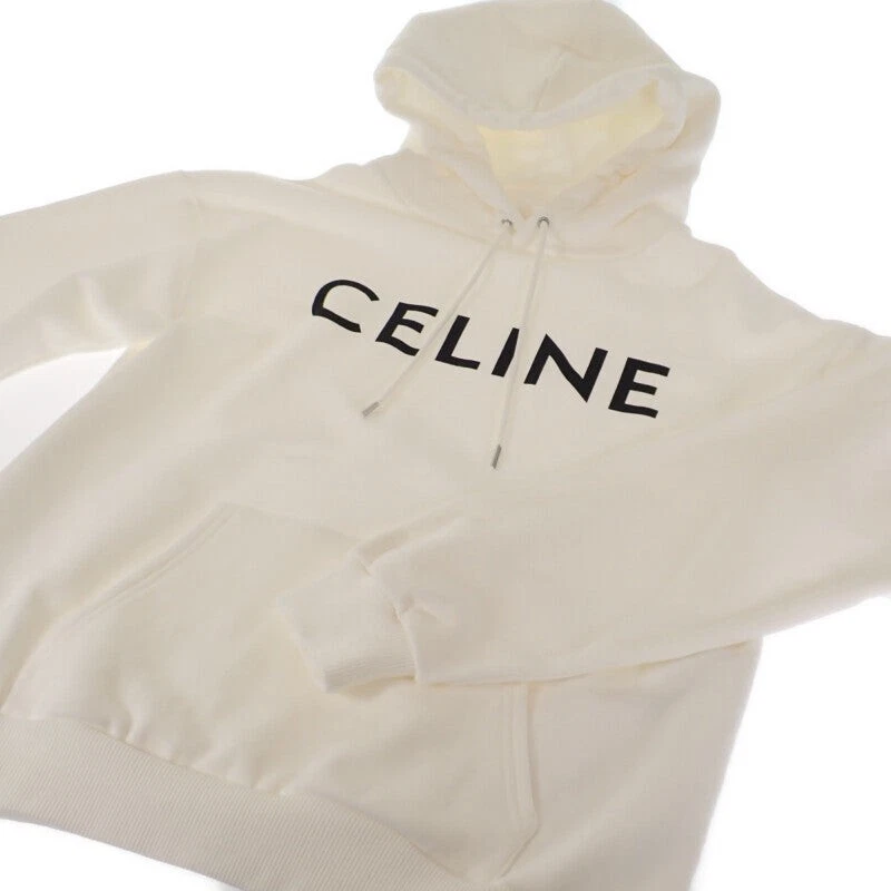 CELINE Felpa con Cappuccio Sciolta Cotone Bianco S Unisex TGIS