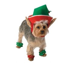 Holiday Elf Costume for Dogs - M - 1 headpiece  4 leg cuffs