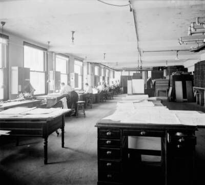 Geological Survey art room, Washington, DC, 1910 Map-making Old Photo