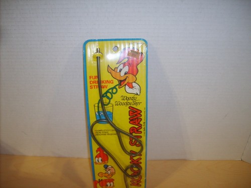 RARE WOODY WOODPECKER Cartoon Character Drinking STRAW Imperial NEW Carded Lantz - Picture 3 of 7