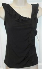 Capezio Ruffle stretch Black Ballroom top Ladies sizs 36 DSA001 asymmetrical