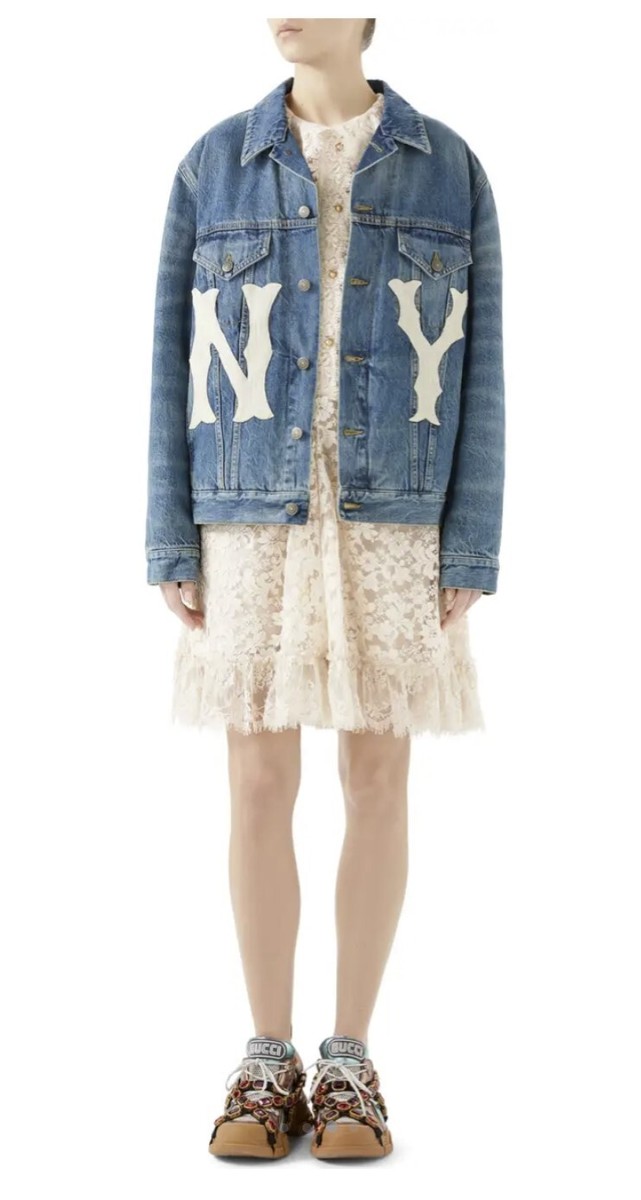 Gucci XXV NY Yankees Embroidered Insulated Denim Jacket sz