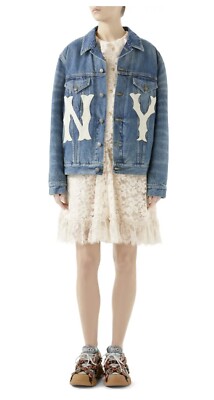 Gucci XXV NY Yankees Embroidered Insulated Denim Jacket sz