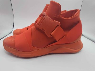 Christopher Kane Womens Flame Red Neoprene Buckle High Top Sneaker EUR 37 US 6.5