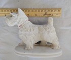 VTG Westie Scottie Dog Plaster Type Material White Figure R/D Collar BLK Details — photo 7