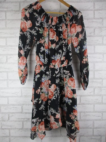 Forever New womens off shoulder dress black pink grey floral print 8 - Picture 10 of 12