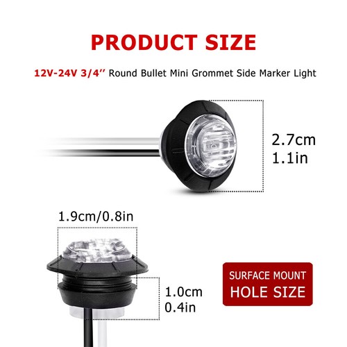 10stk LKW 12V/24V LED Seitenmarkierungsleuchte Begrenzungsleuchten Weiß Anhänger - Bild 3 von 10