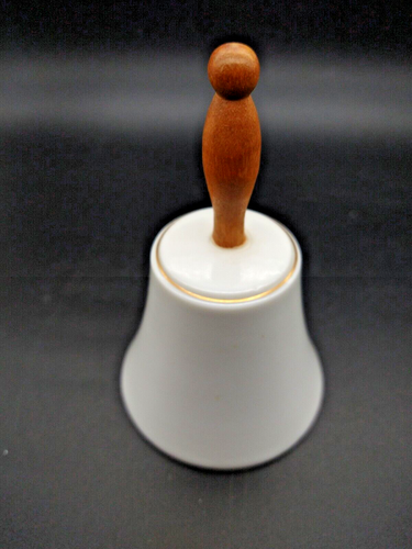 Vintage Tiny Talk "Here's to Friendship" Porcelain Bell Japan Wooden Handle - Picture 5 of 7