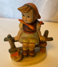 Vintage Goebel Hummel, Girl sitting on fence, Broken