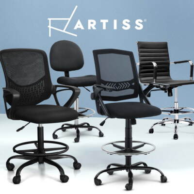 Artiss Office Chair Drafting Chairs with Arms Mesh Leather