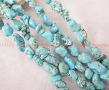Real Natural Turquoise 6MM-20MM Blue Nugget Gemstone Loose Beads Strand 15" AA