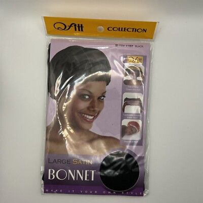 Black Large Satin Bonnet 157 Qfitt Collection NEW