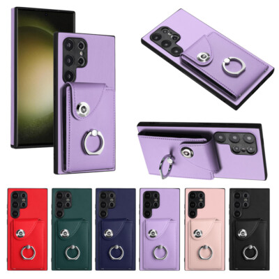 For Xiaomi Redmi OPPO Card Pocket Leather Wallet Case Ring Holder Cover Phone