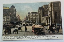 Vintage Postcard ~ Early View of Swanston Street ~ Melbourne Victoria Australia