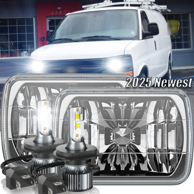 2pcs 7X6 LED Headlight High-Low Beam For Chevy Express Cargo Van 1500 2500 3500