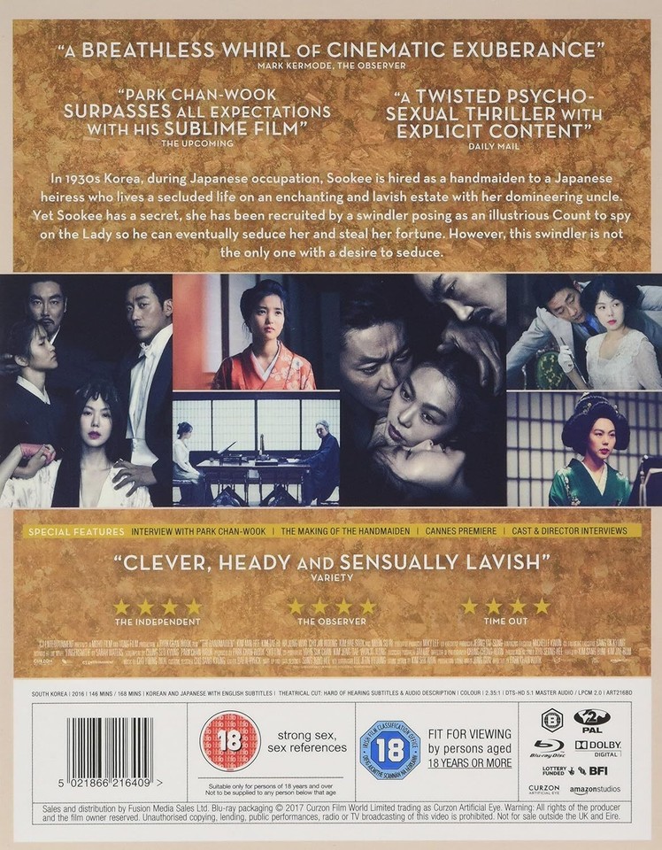 The Handmaiden Special Edition (Bluray) Minhee Kim Taeri Kim Jung