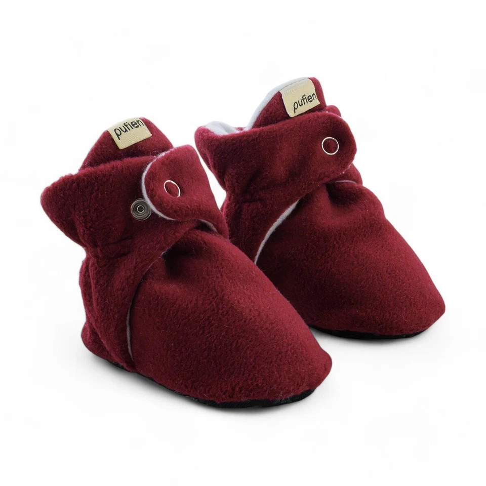 Borgoña Infantil Bebé Unisex Botas Suave Suela Antideslizante Tobillo Premium Bebé Botines Foto 2 de 4