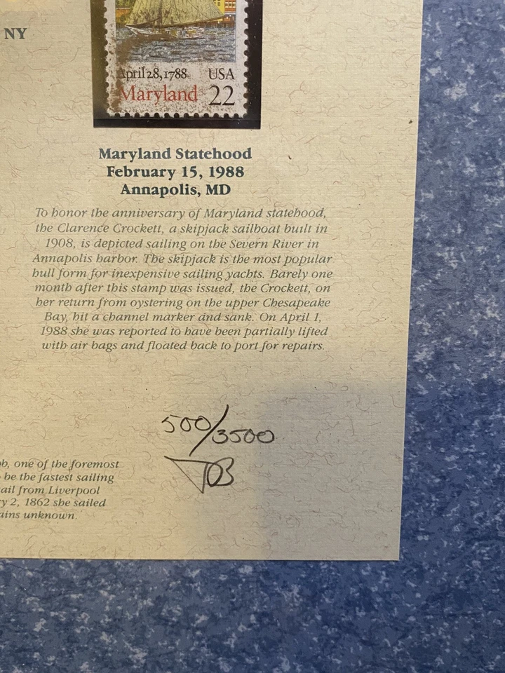 1991 TEXAS STAMPS THE STAMPS OF SAILING & THE SEA /3500 17 x 13" 1947-88 - Image 4 of 4