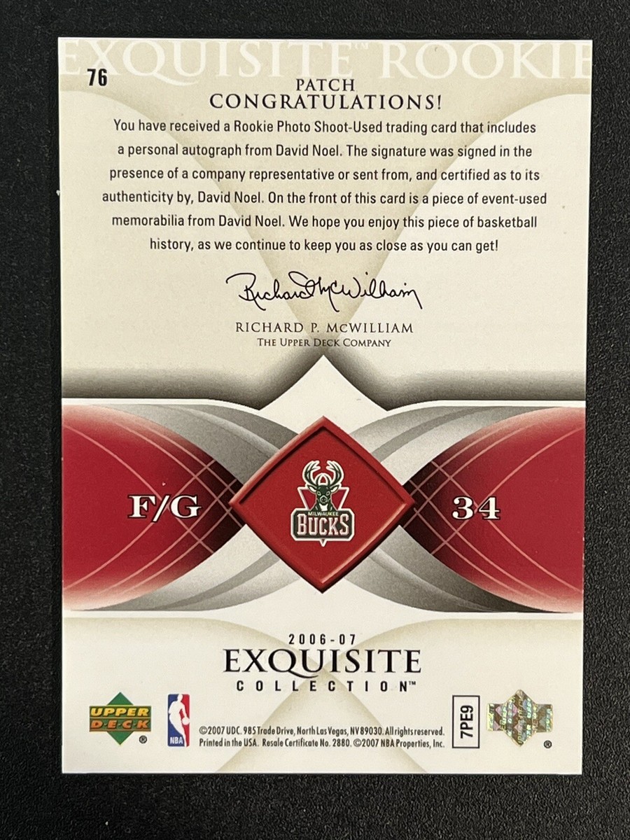 2006-07 Upper Deck Exquisite Rookie SP /34 David Noel RC Patch