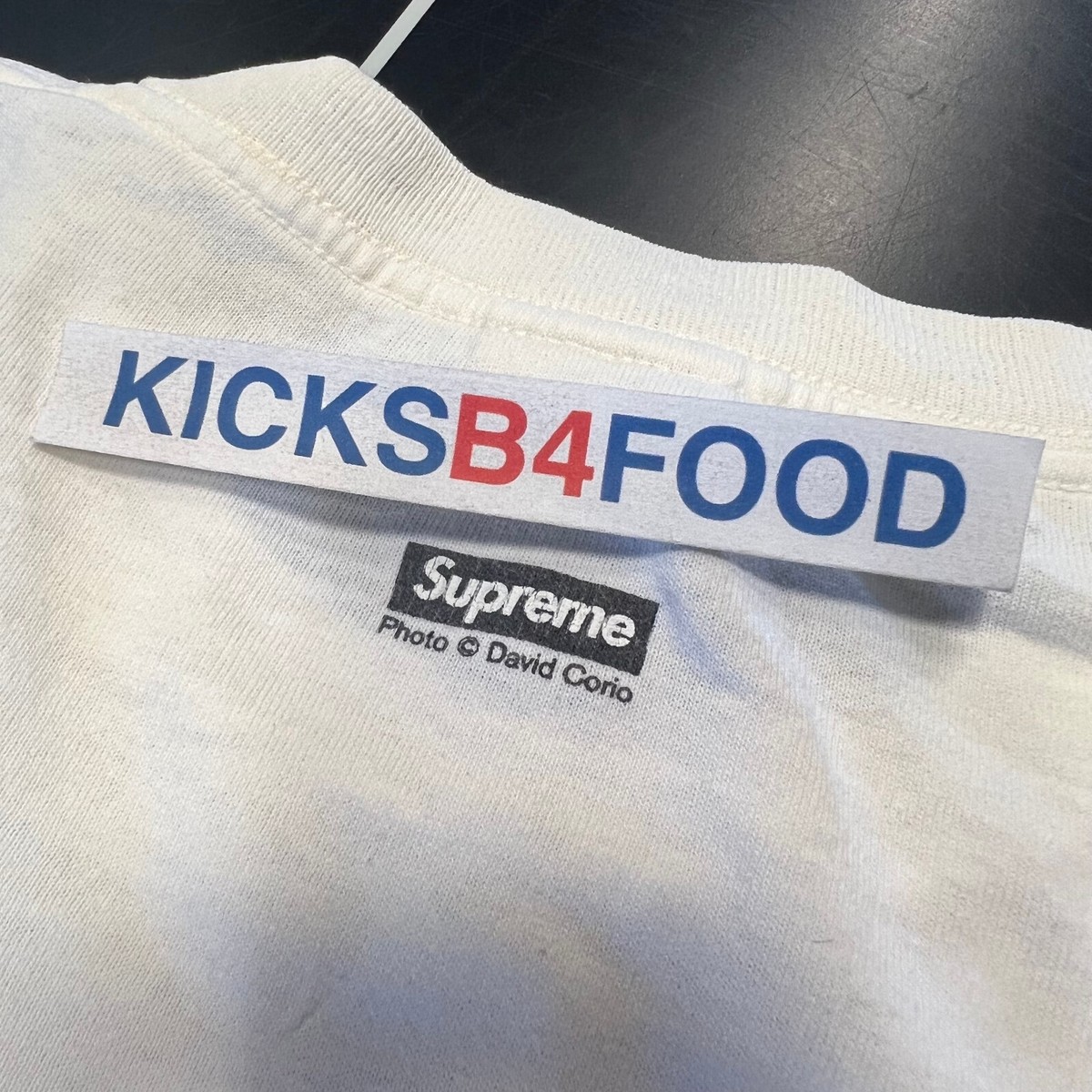 SUPREME NYC 2005 'RZA' Tee LARGE WHITE Box Logo Kate Moss Kermit