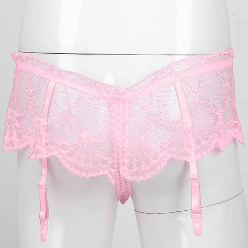 Men's Sheer Lace Skirted G-string Thong Sissy T-back Briefs Bowknot Underwear - Imagen 81 de 89