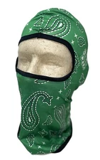 Hood Balaclava Face Mask Helmet Liner Kelly Green Paisley Biker Cycling Sports