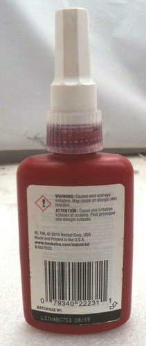 1.69 Fl. Oz. Purple Low Military Loctite Red 271 Threadlocker, pn 22231 - Picture 3 of 4