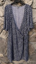 Old Navy Womens Wrap Dress Sz XXL Blue White Floral Sundress Lightweight V Neck