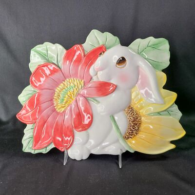 Fitz and Floyd Bunny Blooms Plate Rabbit Flowers Easter Serving Dish CRAZE READ