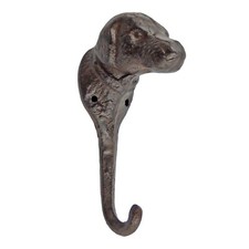 Cast Iron Dog Head Wall Hook Key Towel Coat Leash Hanger Antique Rustic Brown