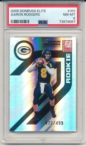 2005 Donruss Elite Aaron Rodgers RC 472/499 PSA 8